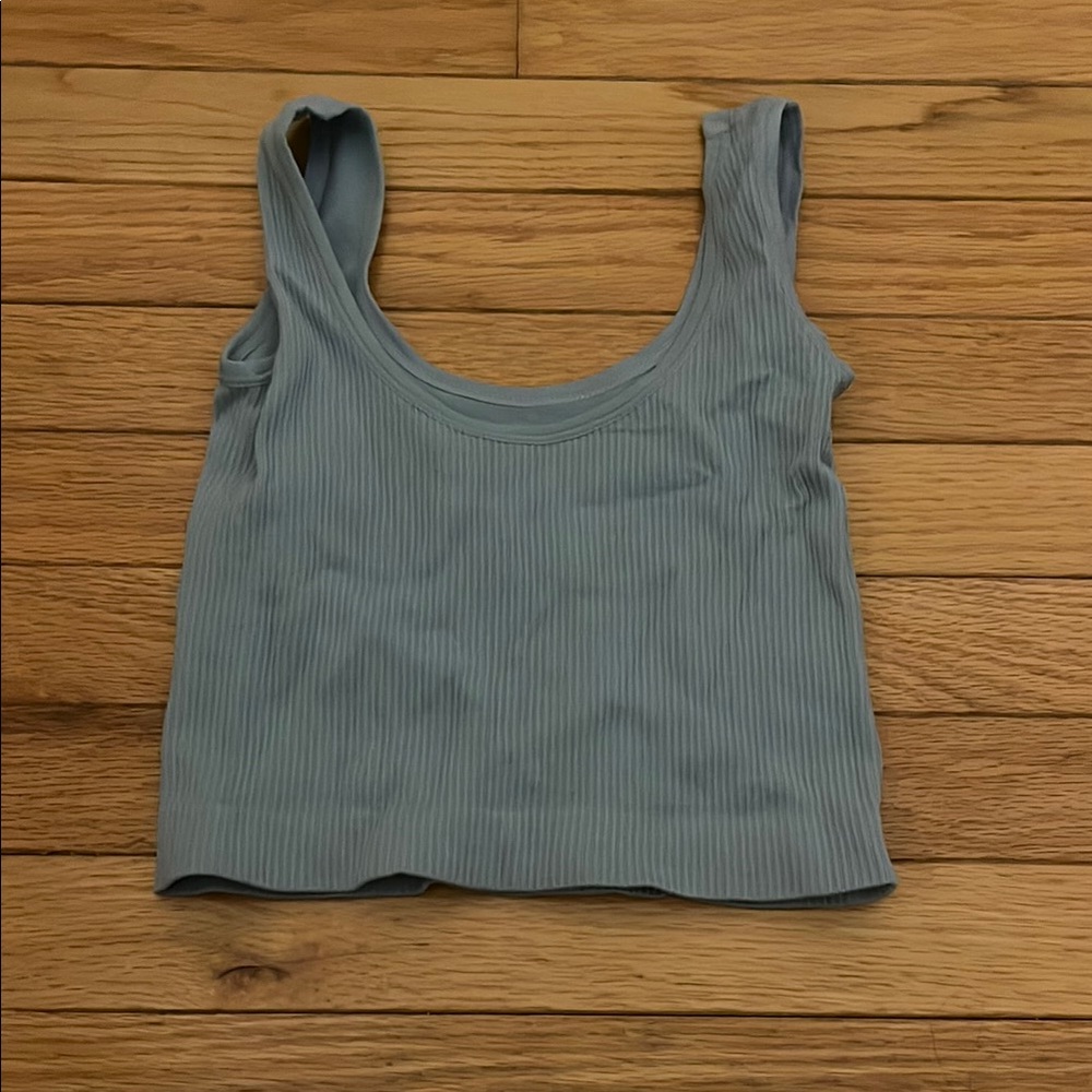 Blue Ribbed Women's Top